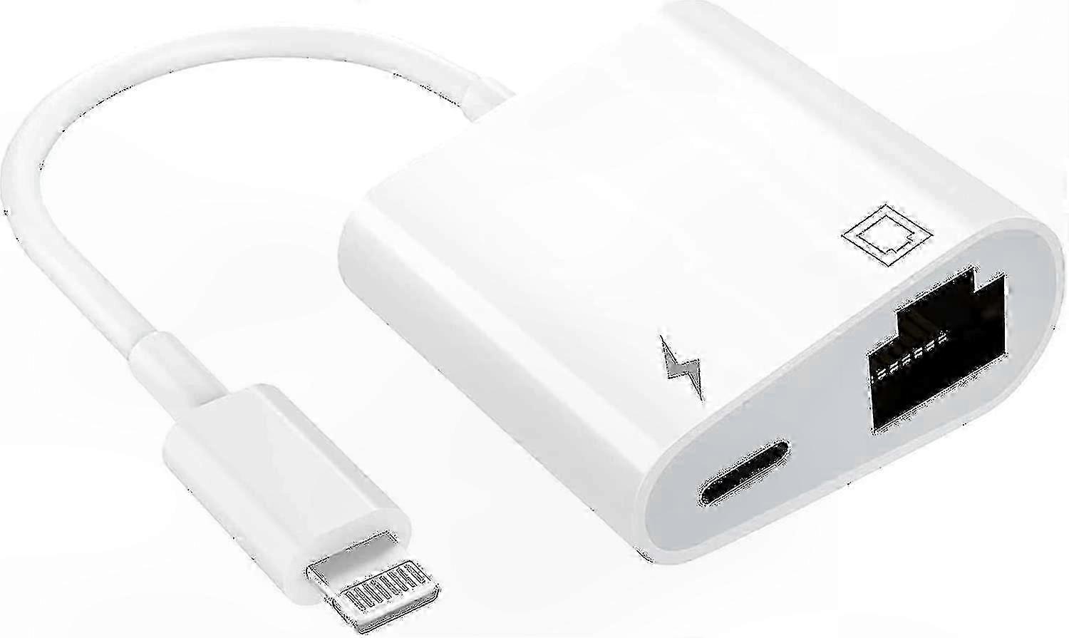 2-in-1 Ethernet LAN Adapter with Lightning and Charge Port, Compatible Network Solution