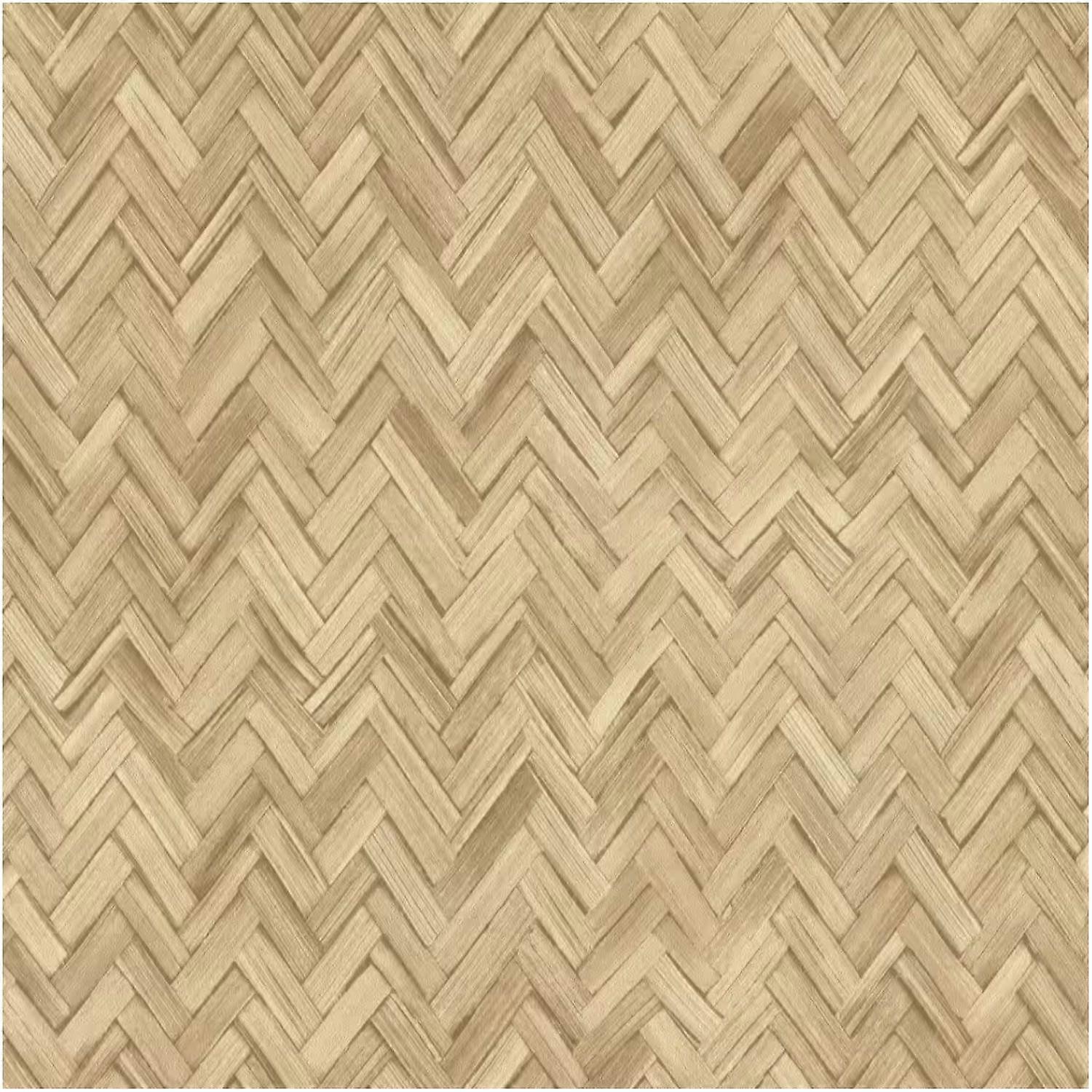 Herringbone Wood Effect Beige Wallpaper