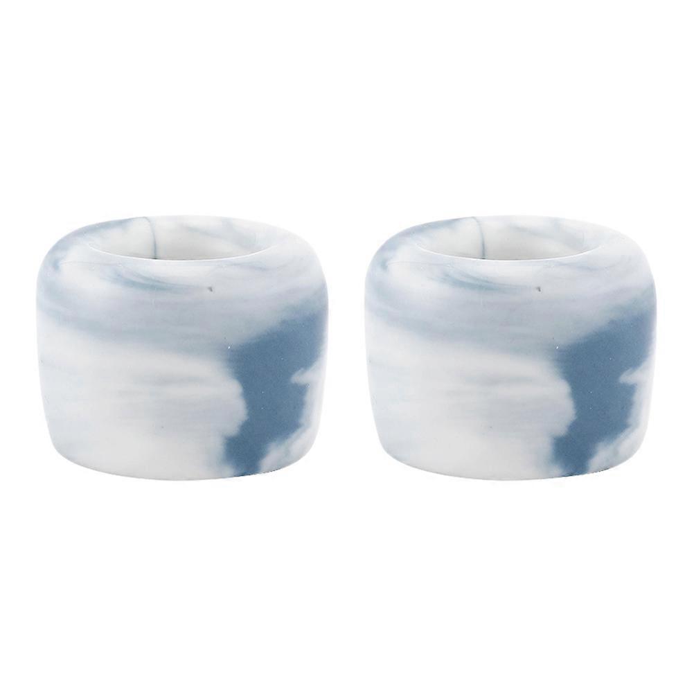 Blue Toothbrush Holder Ceramic Ring Toothbrush Rack for Kitchen 2Pcs
