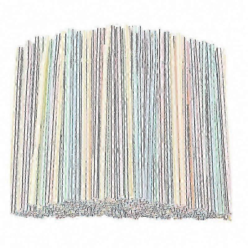 Plastic Drinking Straws 500pcs 8-Inch Long Multi-Colored Striped Bendable