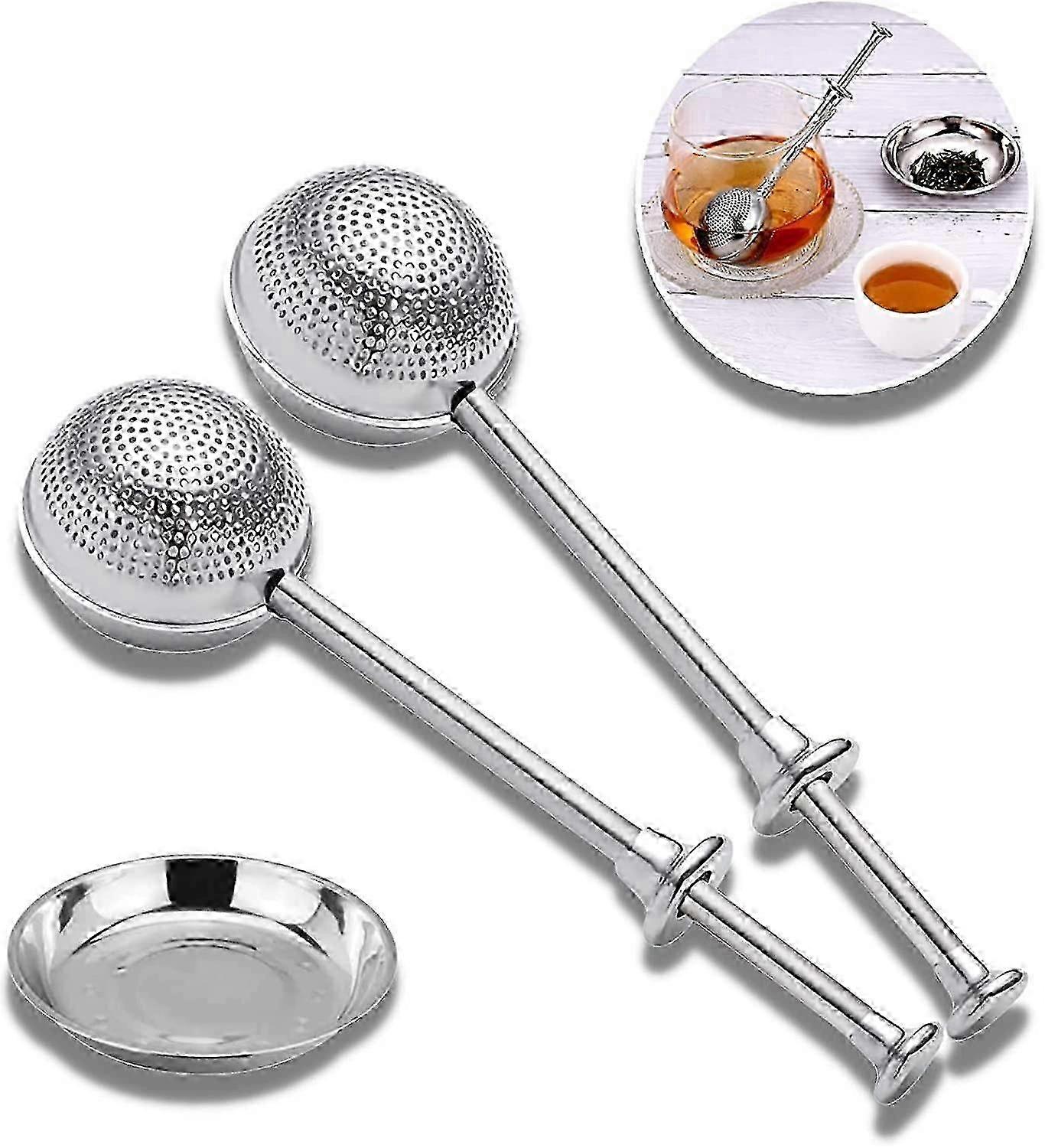 2Pcs Stainless Steel Tea Strainer Set