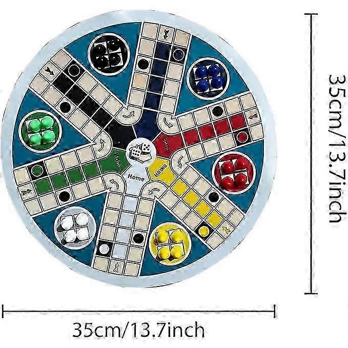Compact 6-Player Wooden Ludo Set