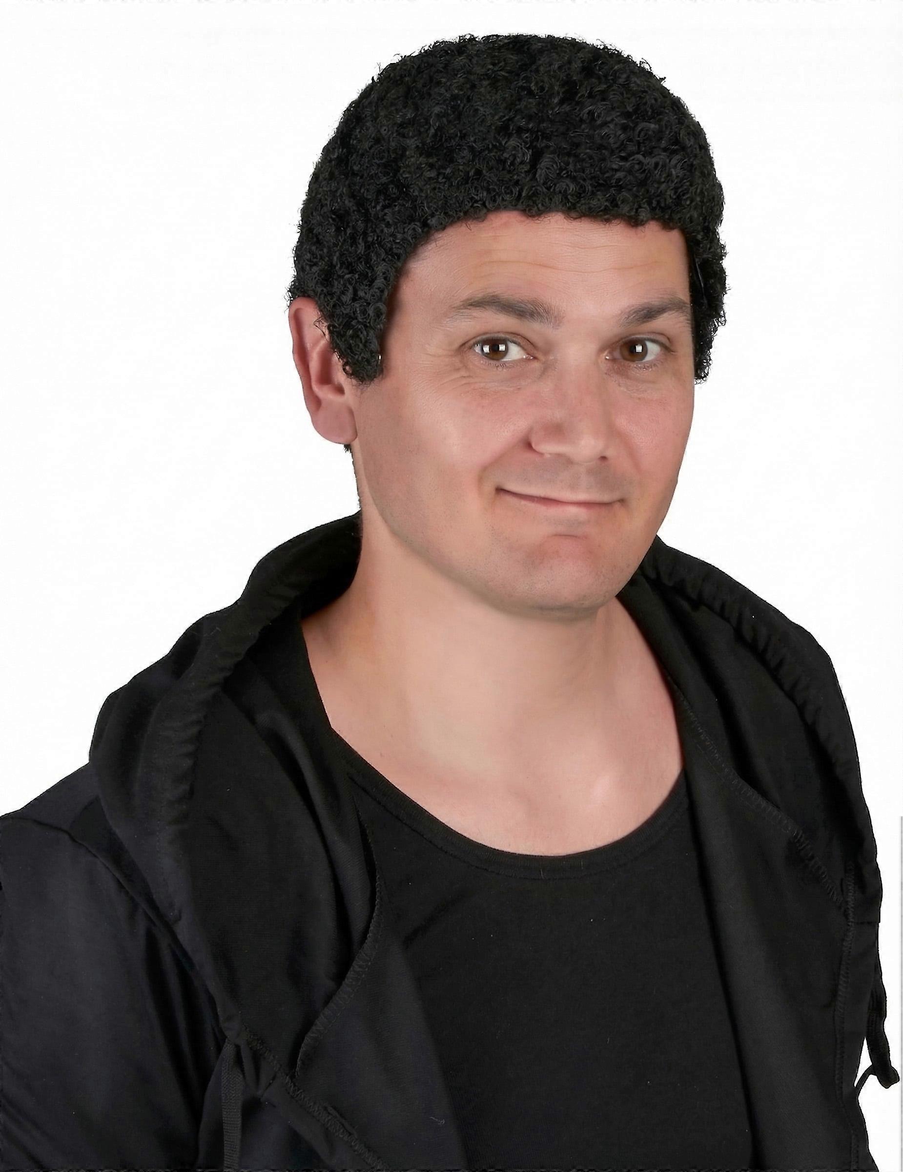 Black curly wig for men