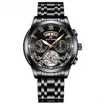 Luxury Skeleton Chronograph Watch, Waterproof Luminous Multi-calendar Timepiece