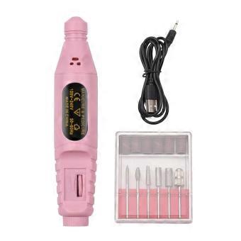 Elektrisk negleborpoleringssett 20000 RPM USB oppladbar 500mAh spikerborpenn manikyr pedikyrmaskin med 6 borebiter for hjemmesalongbruk
