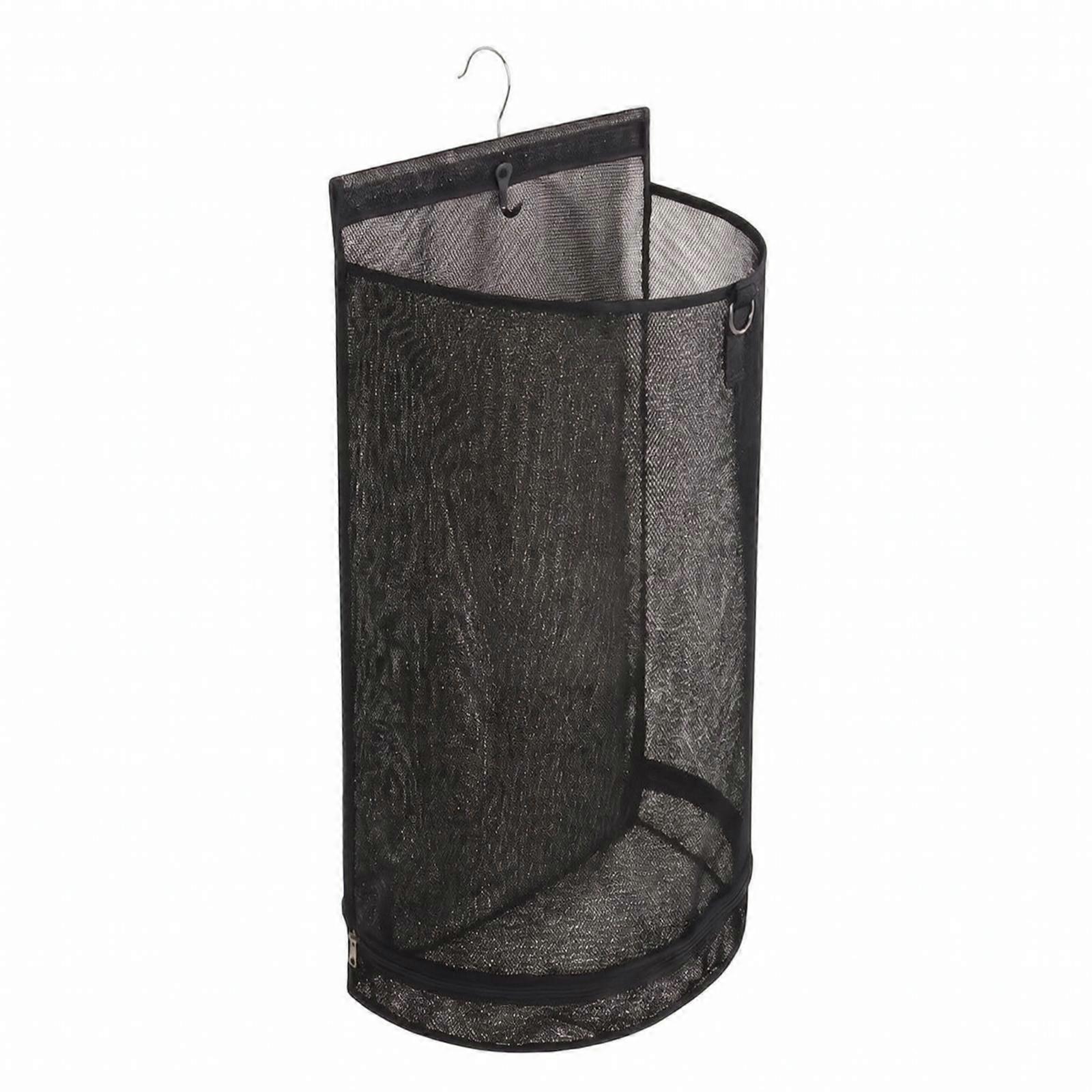 Cylindrical Hanging Laundry Hamper with Metal Hook Lightweight Foldable Laundry