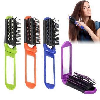 Travel Hair Brush Set with Mirror, 4 Pack Foldable Detangling Brushes in Vibrant Colors for Styling