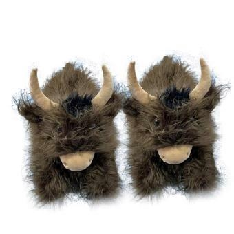 Plush Scottish Cow Slippers Soft Fuzzy Indoor House Shoes For Winter Indoor Outdoor 19001.
