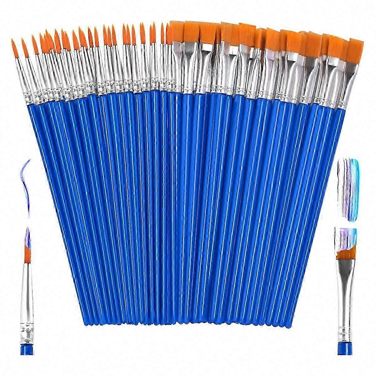 50Pcs Art Class Flat Brushes Synthetic Tips