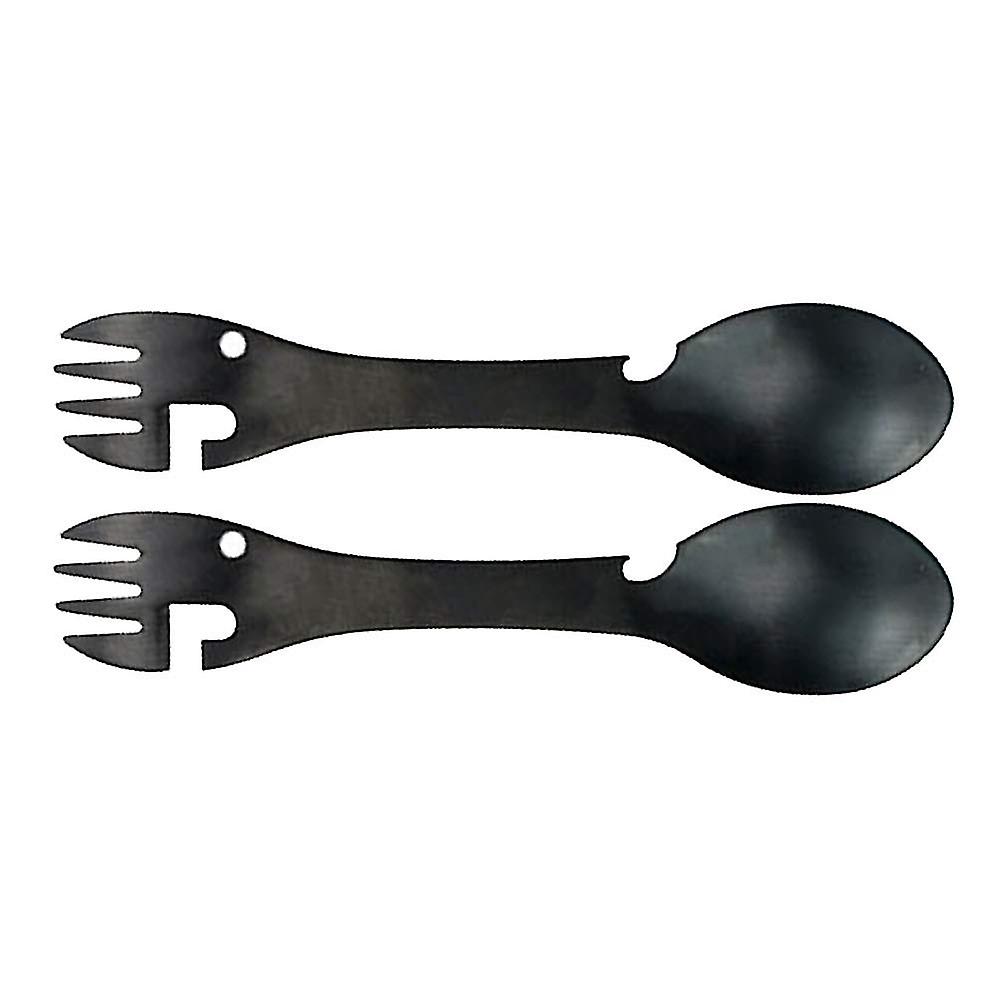 Multi Function Fork Outdoor Spoon Fork Knife Bottle Can Opener Stainless Steel For Eating Opening 2 Pcs
