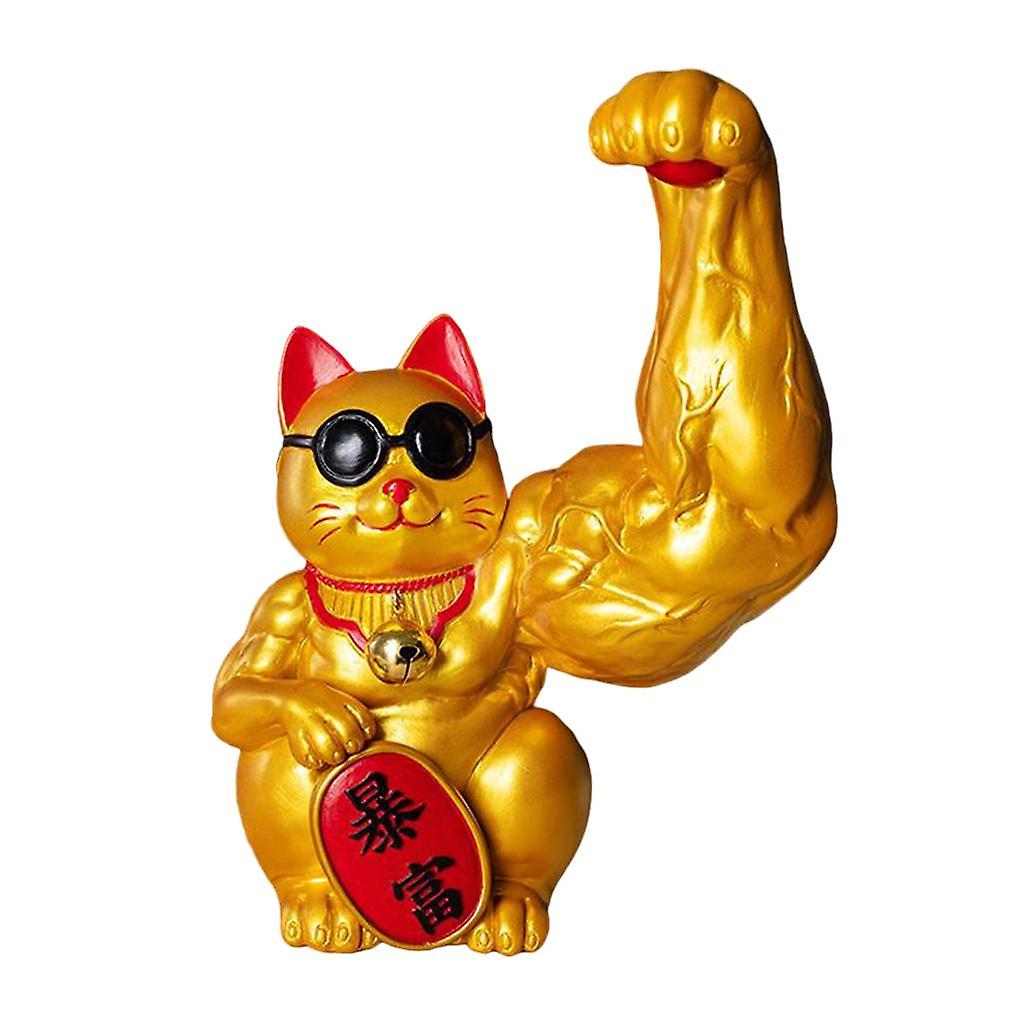 Resin Big Arm Lucky Cat Figurine Shop Welcome Cat Money Lucky Style 1