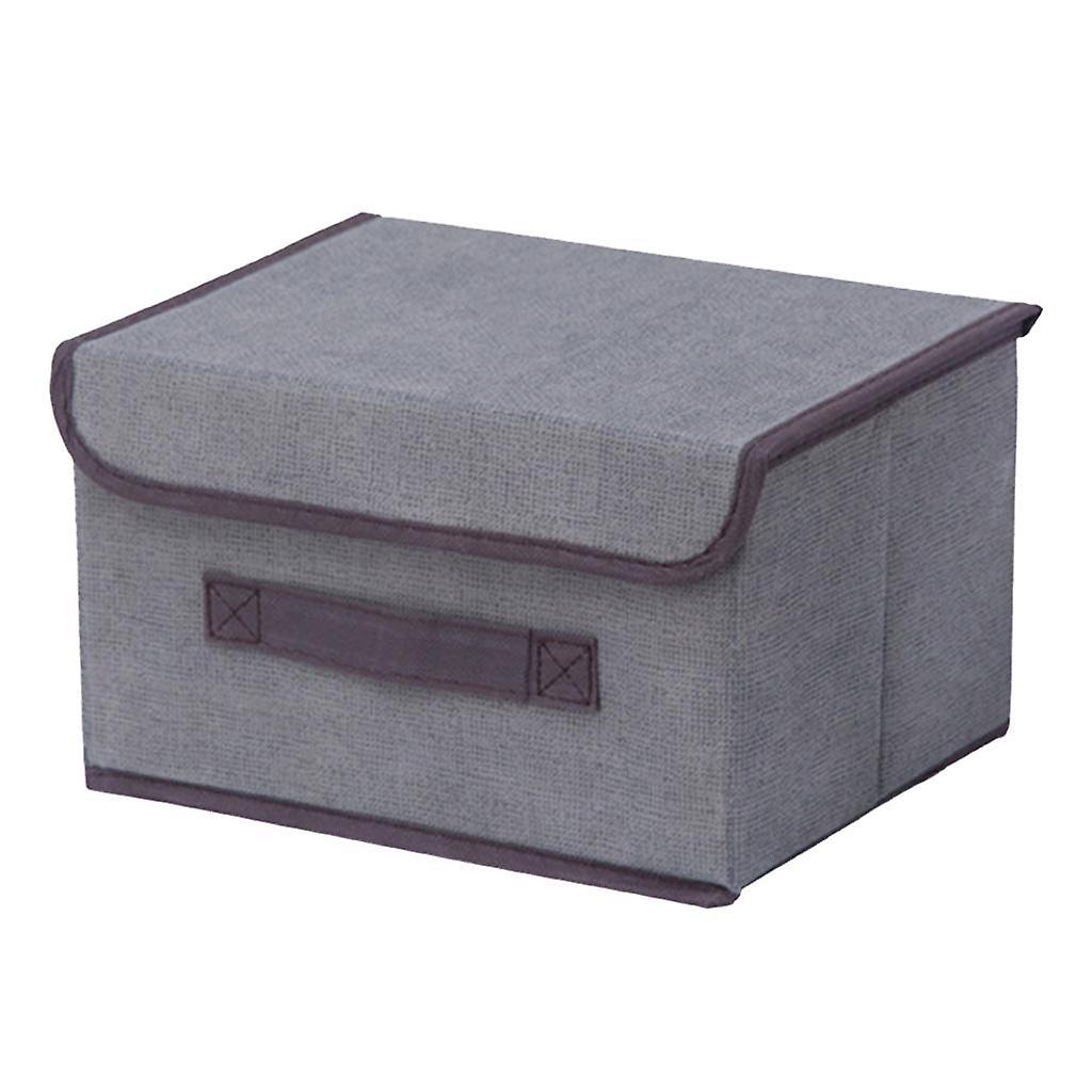 Foldable Storage Box with Lid Snacks Organizer Container Closet L Gray
