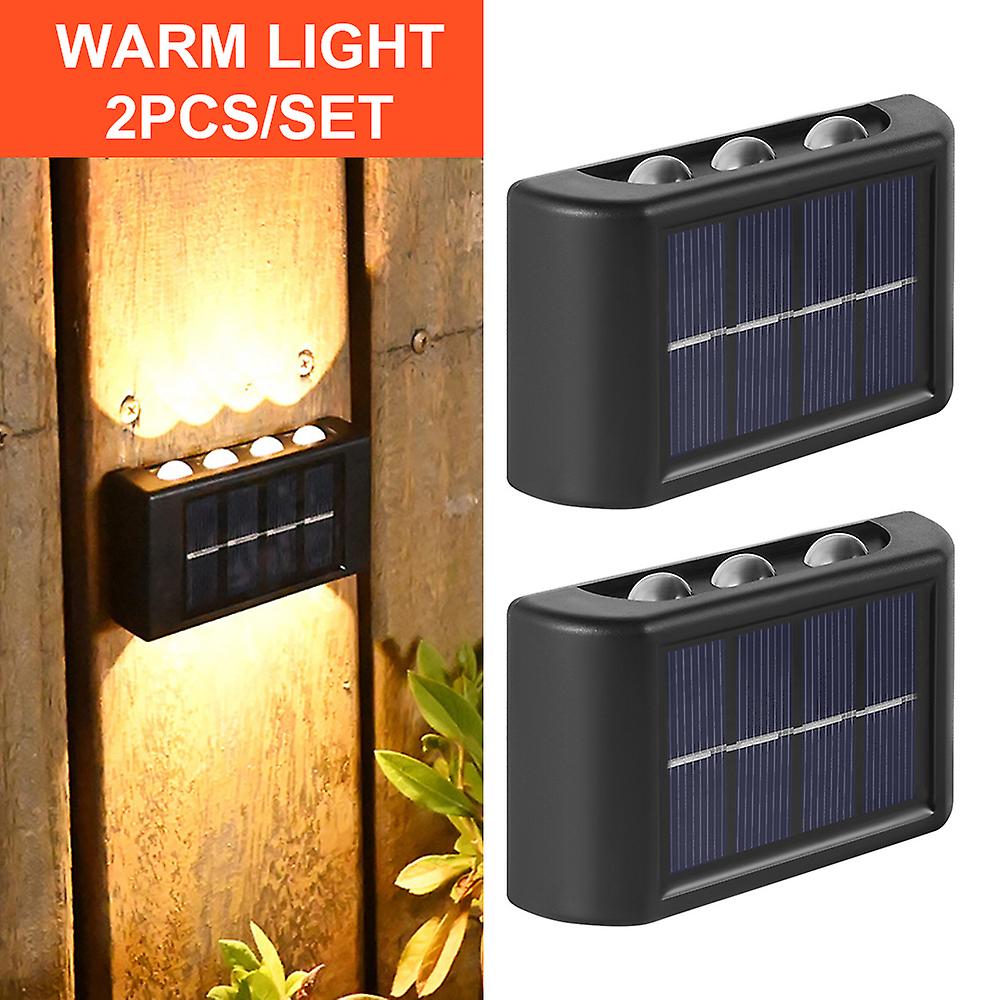 Solar Wall Lights Solar Up Down Warm White Illuminate Outdoor Waterproof