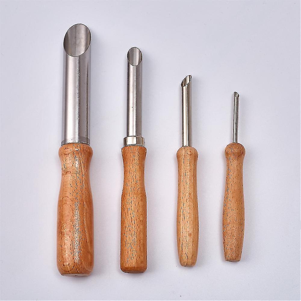 4-Piece Wood Handle Stainless Steel Semicircular Clay Hole Cutters - Pottery & Sculpture Tools - View #6