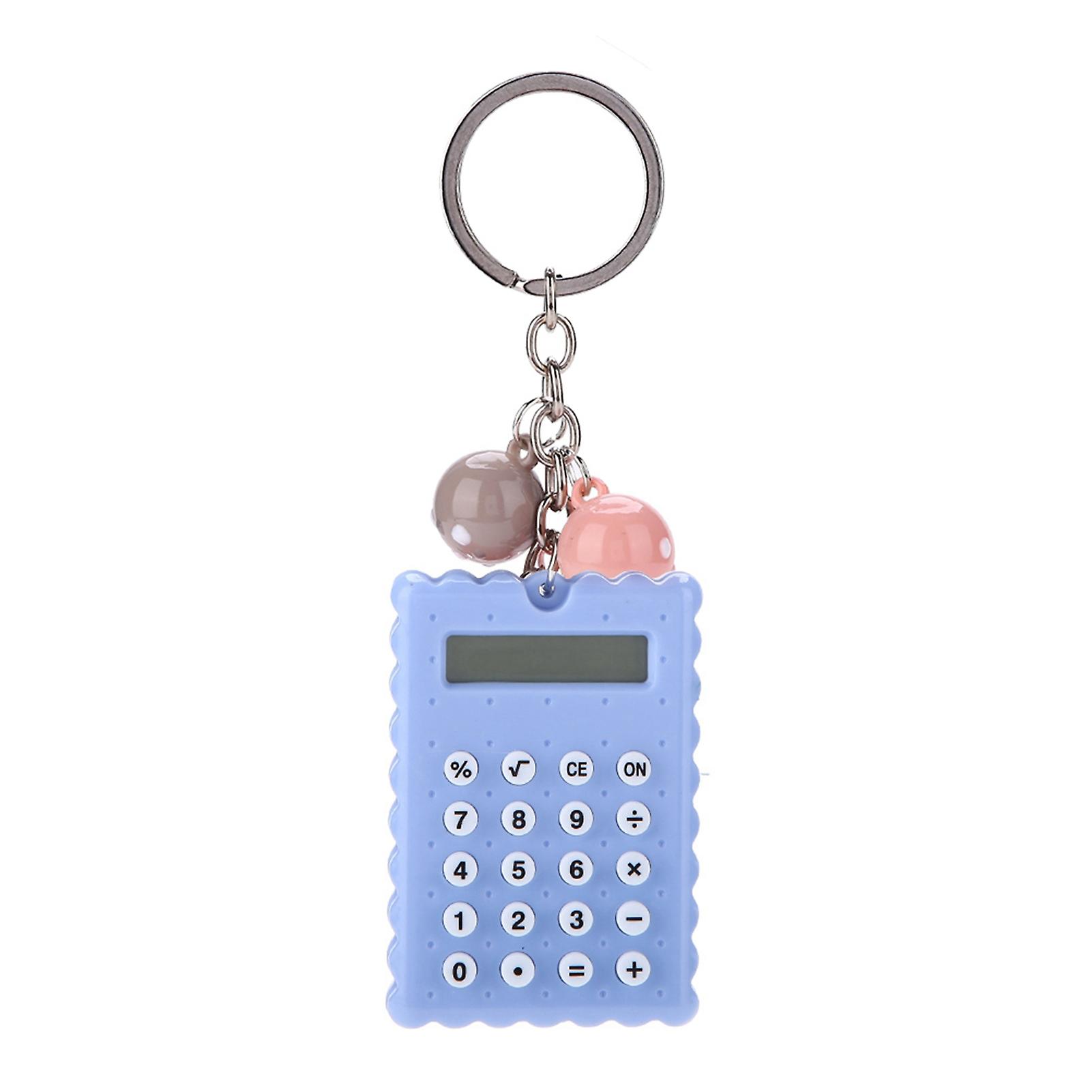Mini Portable Cute Cookies Style Key Chain Calculator Candy Color Pocket Calculator (Blue)