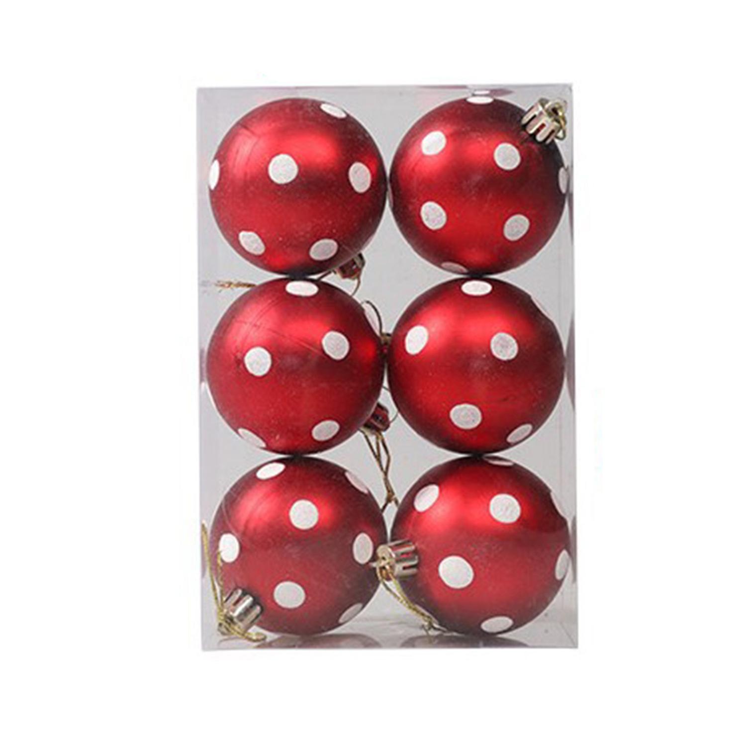 6Pcs 6cm Christmas Tree Ball Matte Boxed Unbreakable Electroplating Glitter Festival Prop Plastic Co