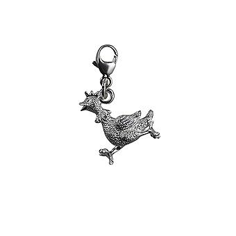Silver 17x15mm Hen Charm on a lobster trigger