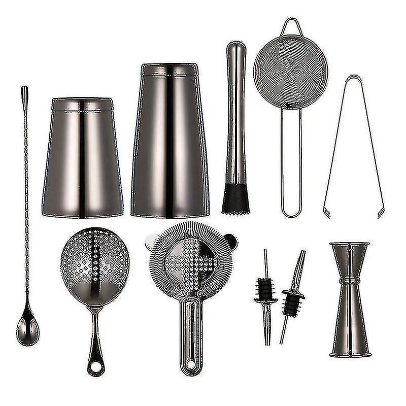10pcs Stainless Steel Boston Shaker Professional Bartender Kit