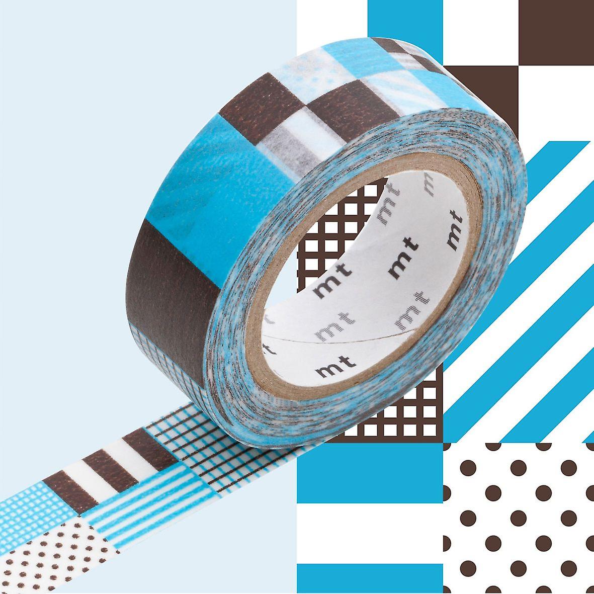Masking tape striped square blue - 1,5 cm x 7 m