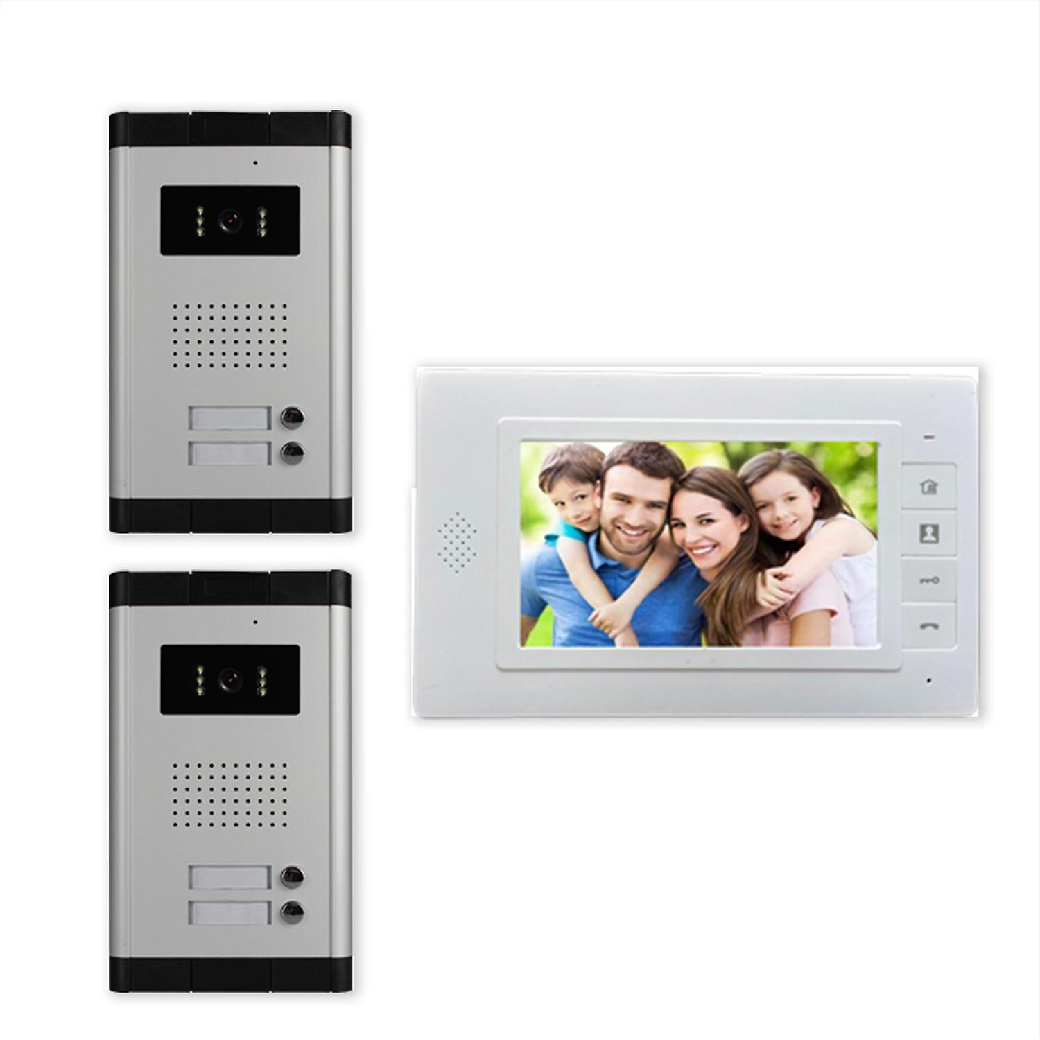 Video Doorbell Dual Units Apartment Video Intercom System 1 Night Vision Camera 7 Inches Monitor Unl