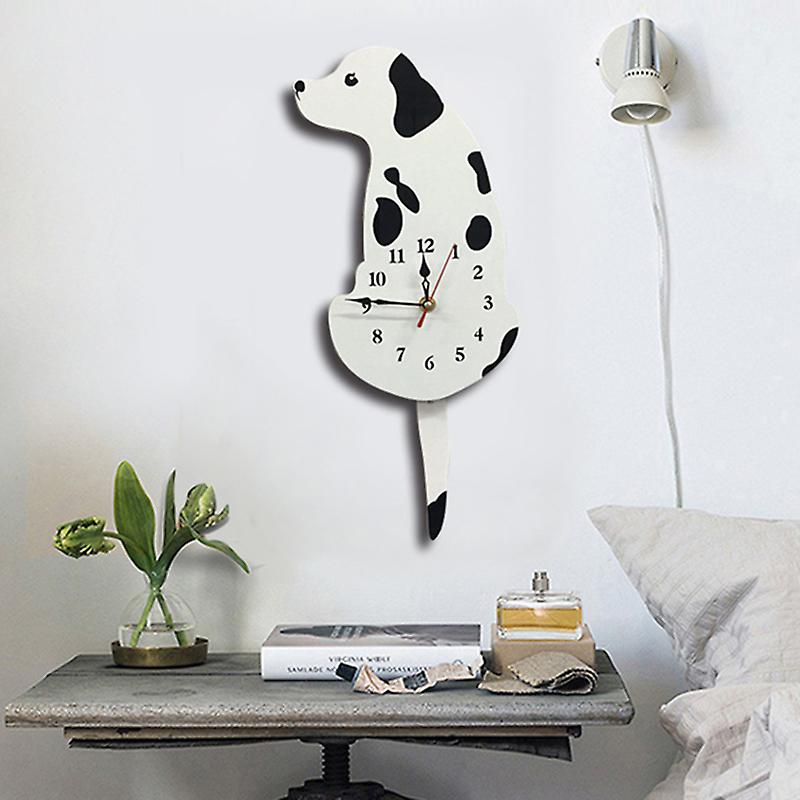 Dog Shape Pendulum Wall Clock Creative Acrylic Wall Clock with Wagging Tail Home Decor Silent