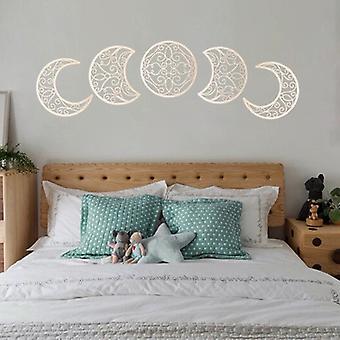 5 Pièces Décoration Murale Phases De Lune En Bois 3D - Pour Salon, Chambre, Café, Colles Incluses