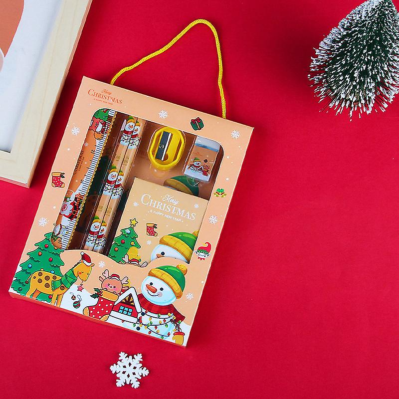 6Pcs/set Christmas Stationery Set Pencil Sharpener Erasers Stationery Supplies