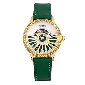 Bertha Adaline Perlmutt Leder-Band Uhr - grün