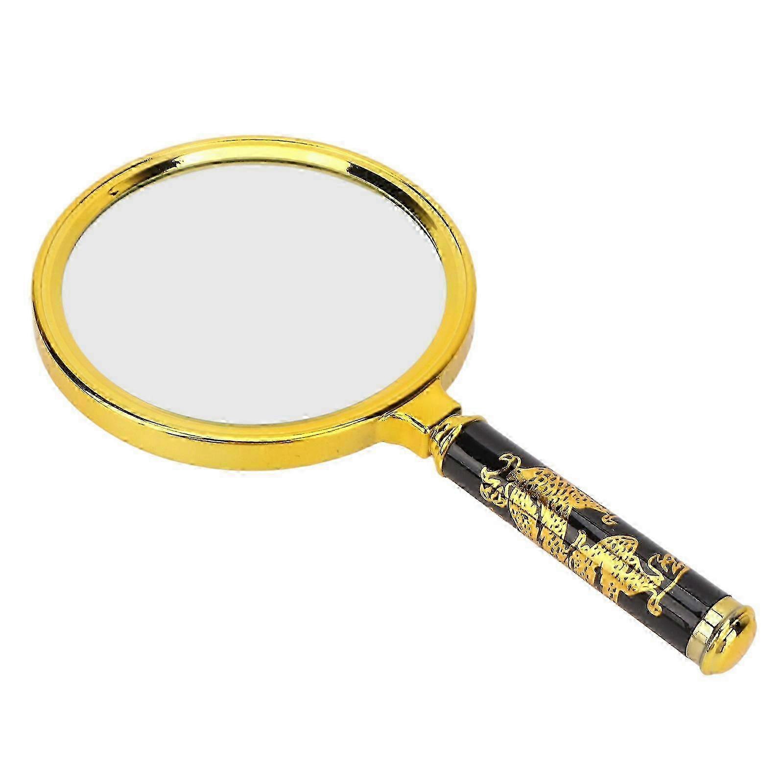 100mm Magnifying Glass with Golden Dragon Pattern Handle, 10X Portable Magnifying Glass, Small Magnifying Glass for Reading for Seniors