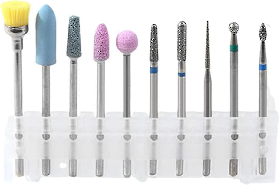 10pcs Ceramic Nail Drill Bits Set Remove Acrylic Gel Cuticle Nail File Bit Tools