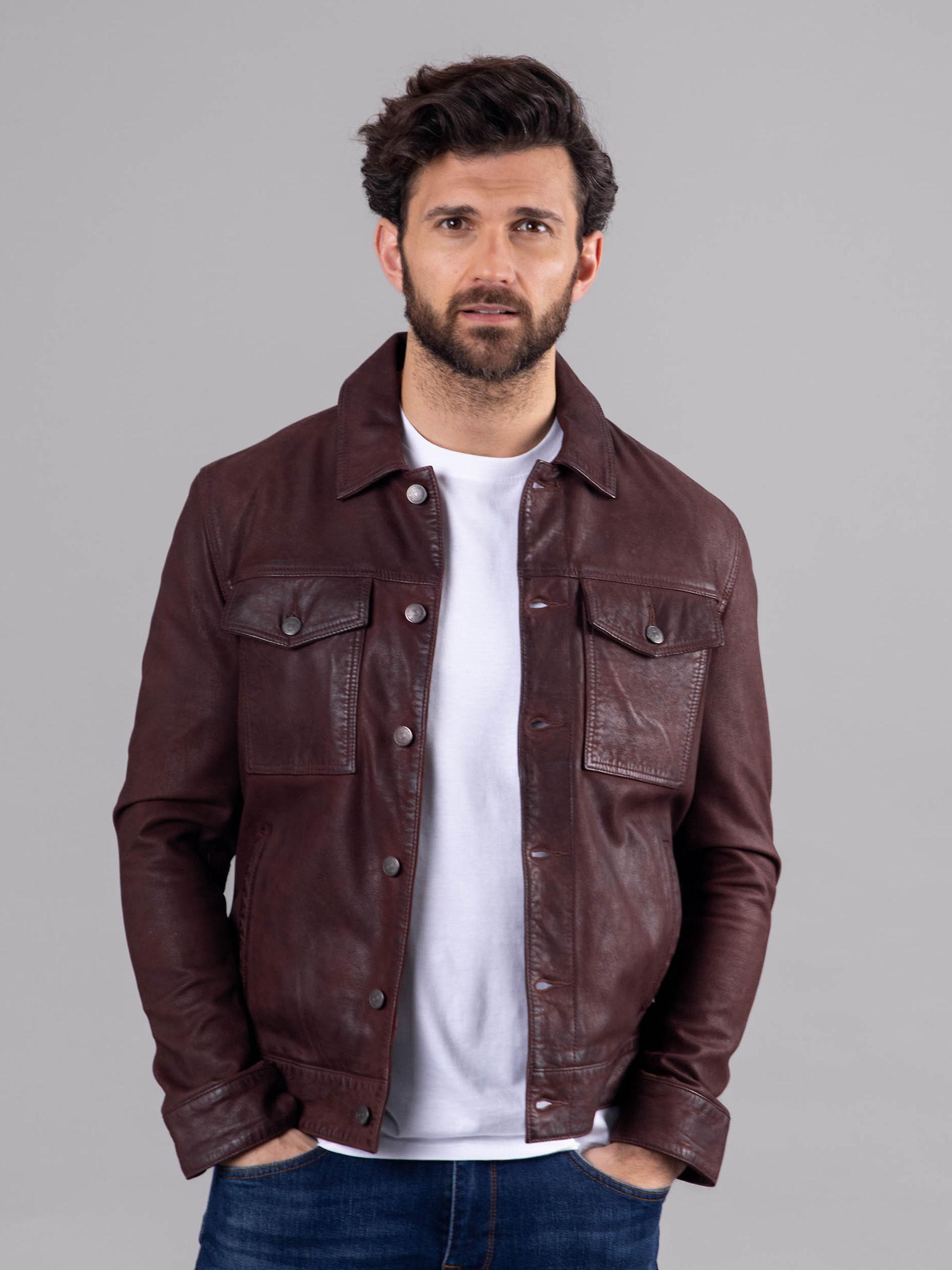 Milburn Leather Jacket in Mahogany Brown