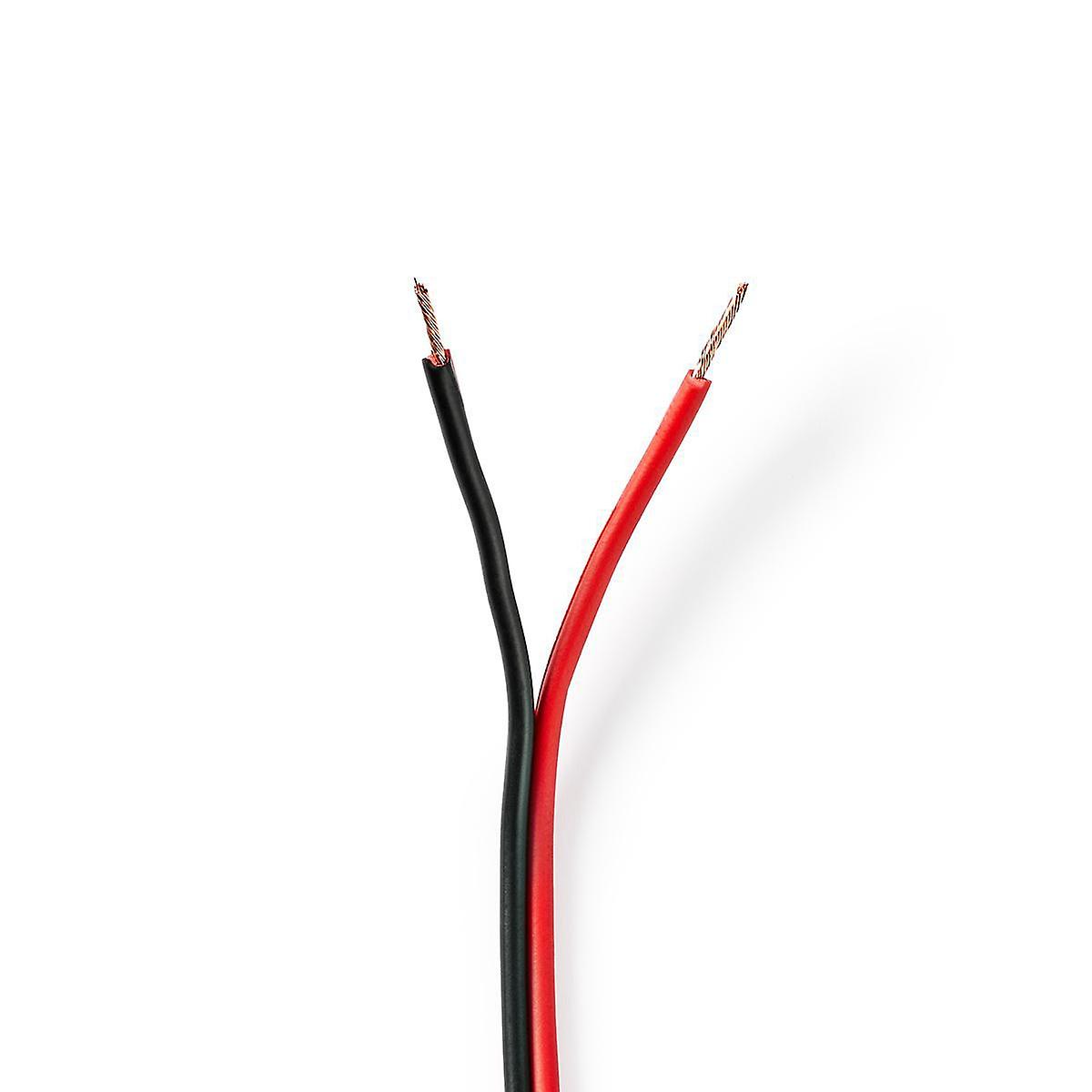 Luidspreker Draad | 2x 0,75 mm² | Koper | 100.0 m | Rond | Kunststof | Rood / Zwart | Rollen