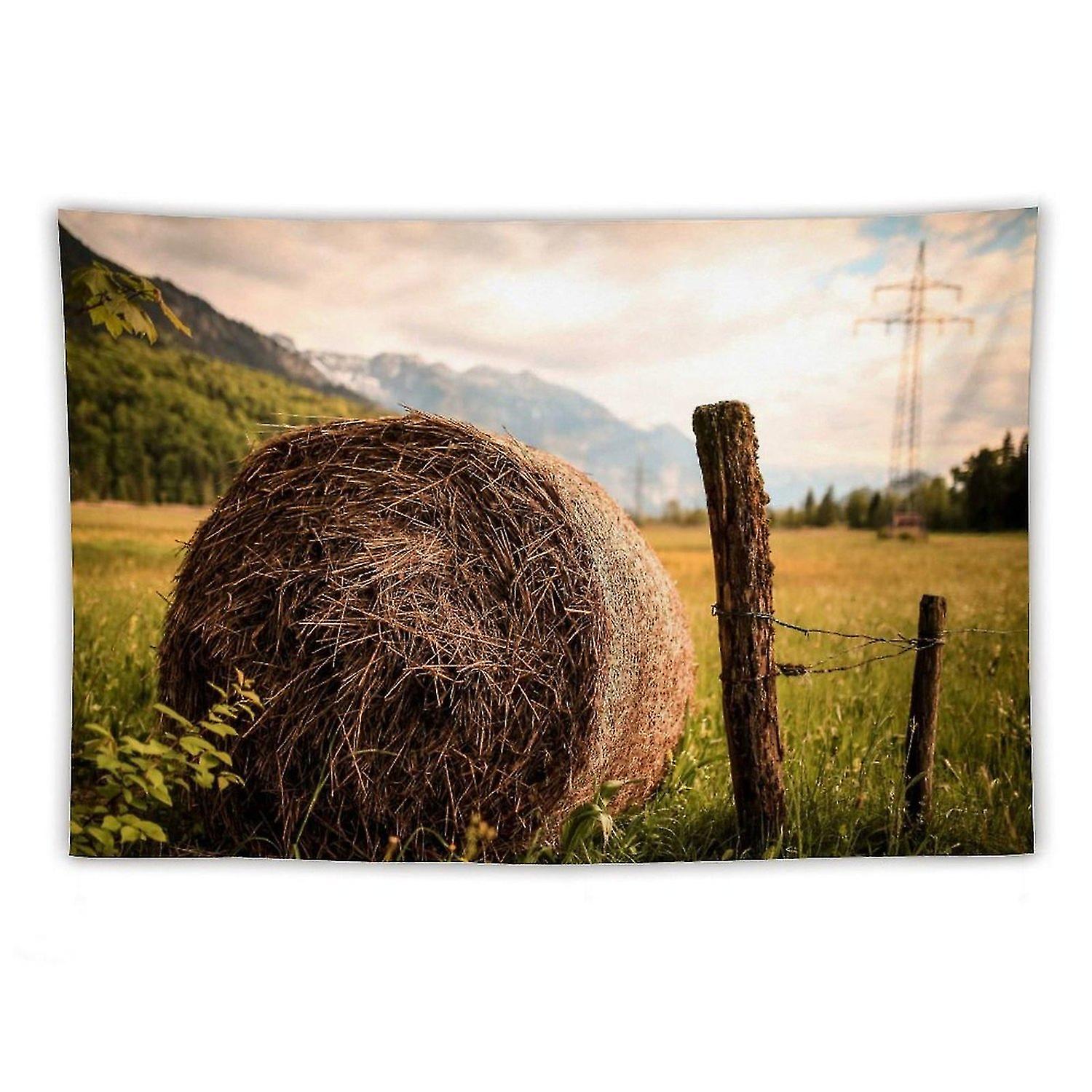 Hay roll printed tapestry