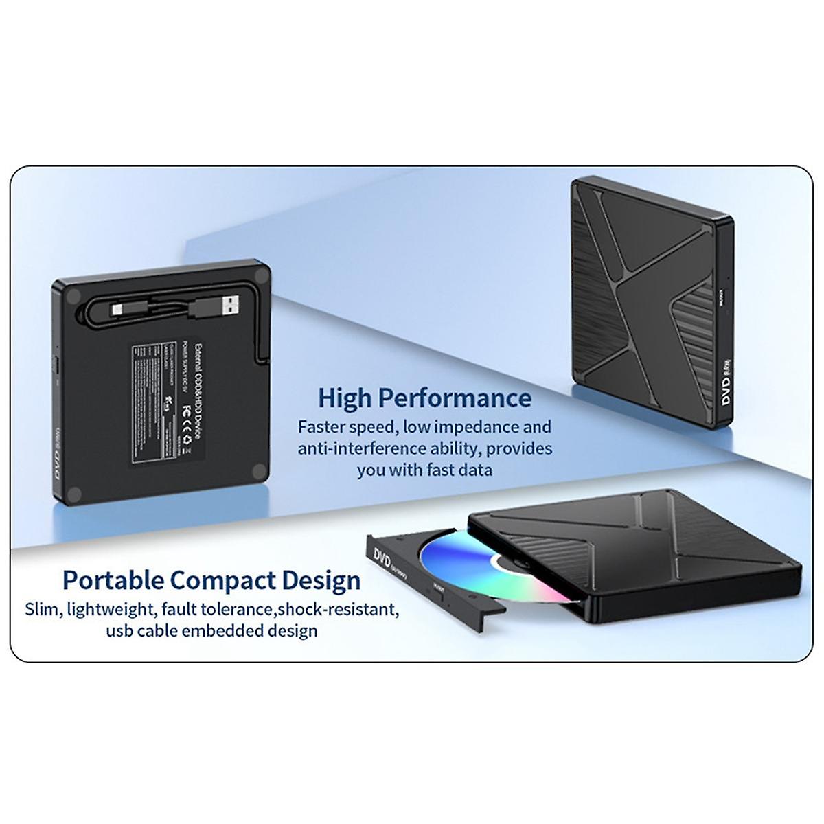 External Optical Drive Box USB3.0 Mobile Disc Reading CD Playback External Optical Disc Drive DVD B