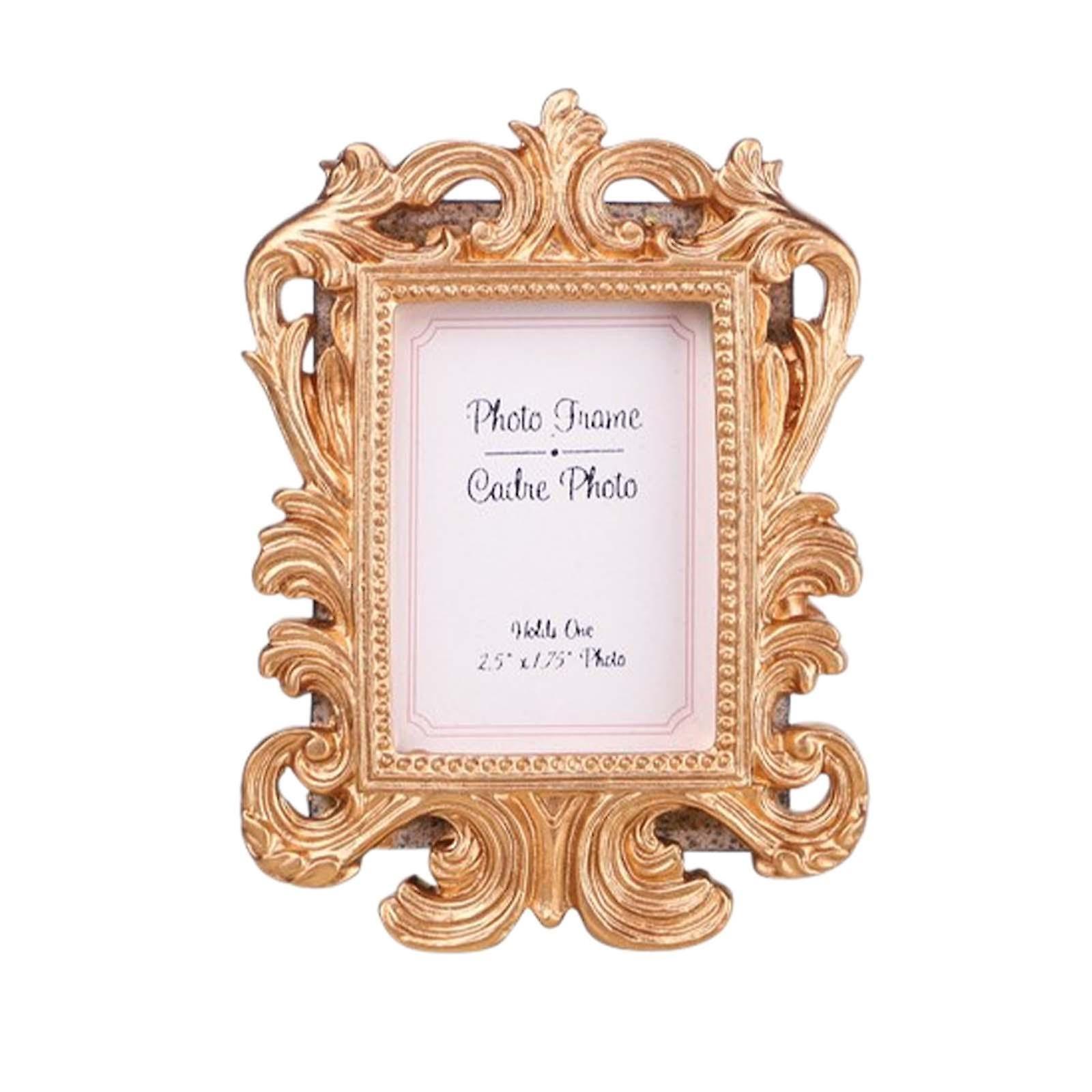 Picture Frame Resin Ornate Retro Photo Frame for Tabletop Wedding Home Decor Gold