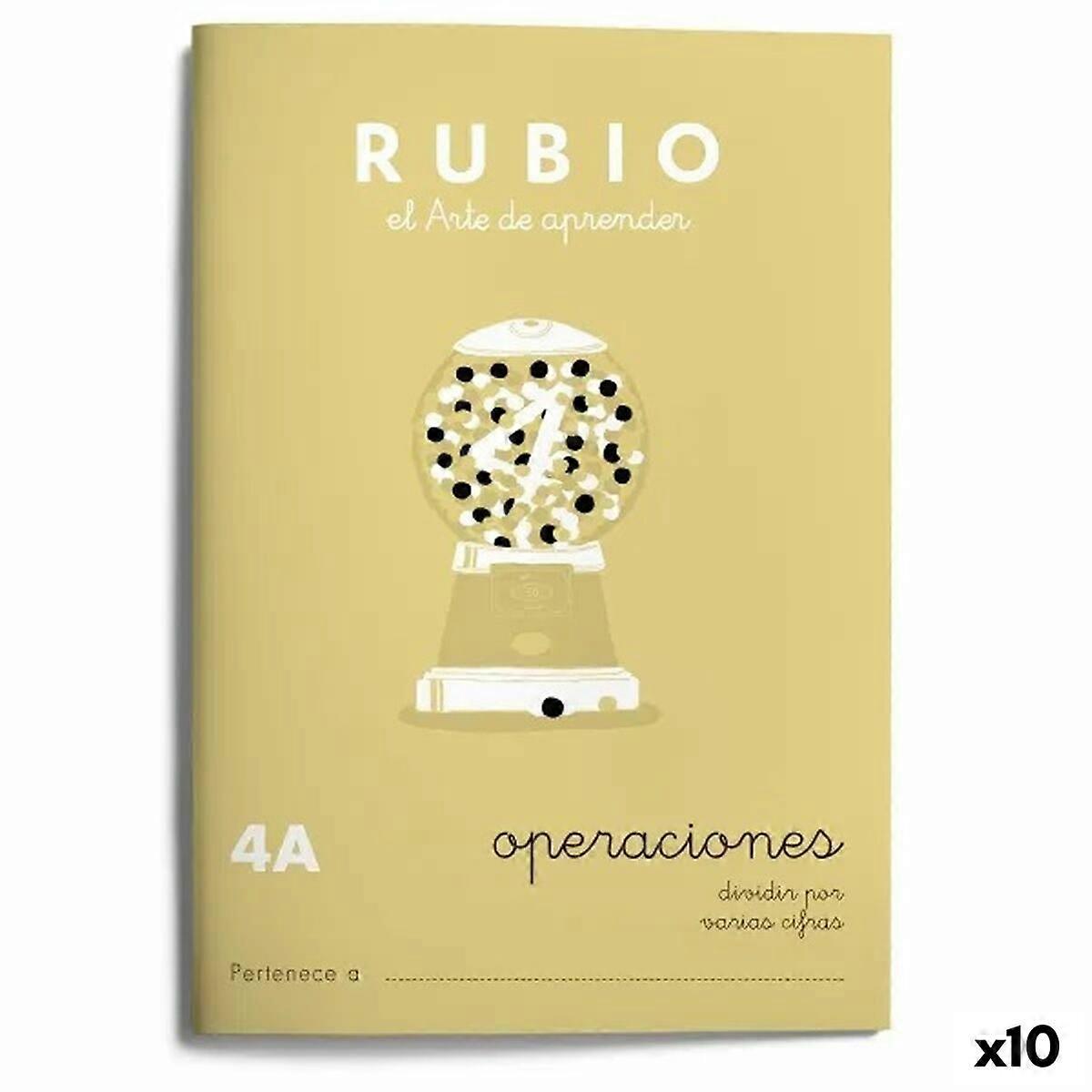 Maths exercise book Rubio Nº4A A5 Spanish 20 Sheets (10 Units)