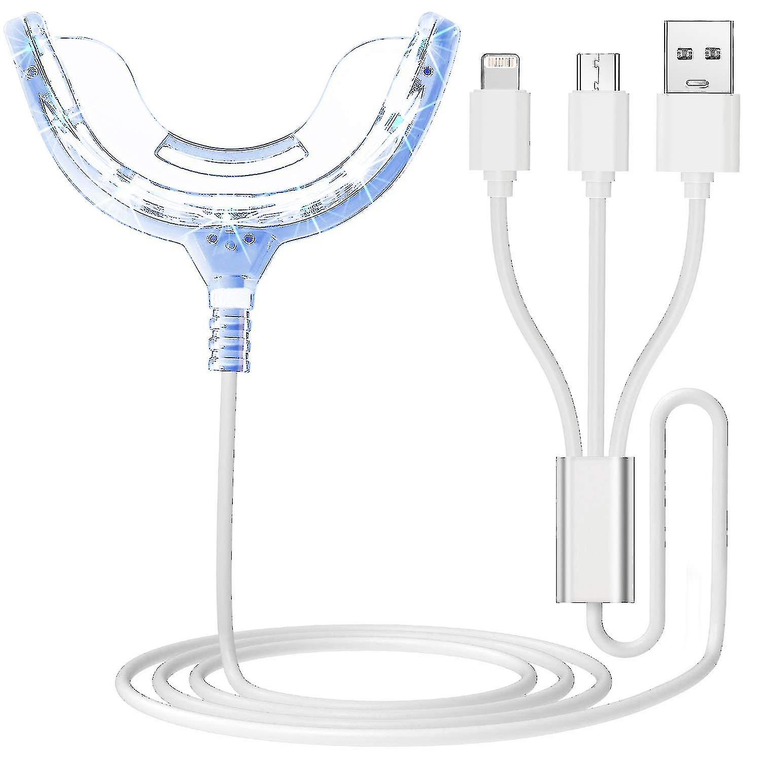 Lumière d’accélérateur de blanchiment des dents, 16x plus puissante lumière LED bleue, plateau buccal blanchiment des dents Enhancer Light Trays connectés avec Iphone / android / usb