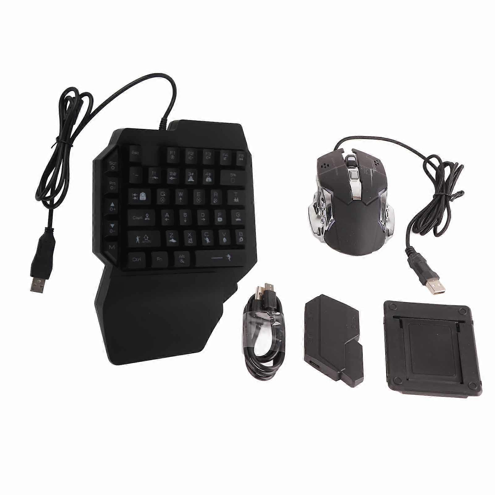 Portable Mini Gaming Keypad Mouse USB RGB Wrist Rest Half Hand 35Keys Keypad Mouse with Converter for Android for IOS
