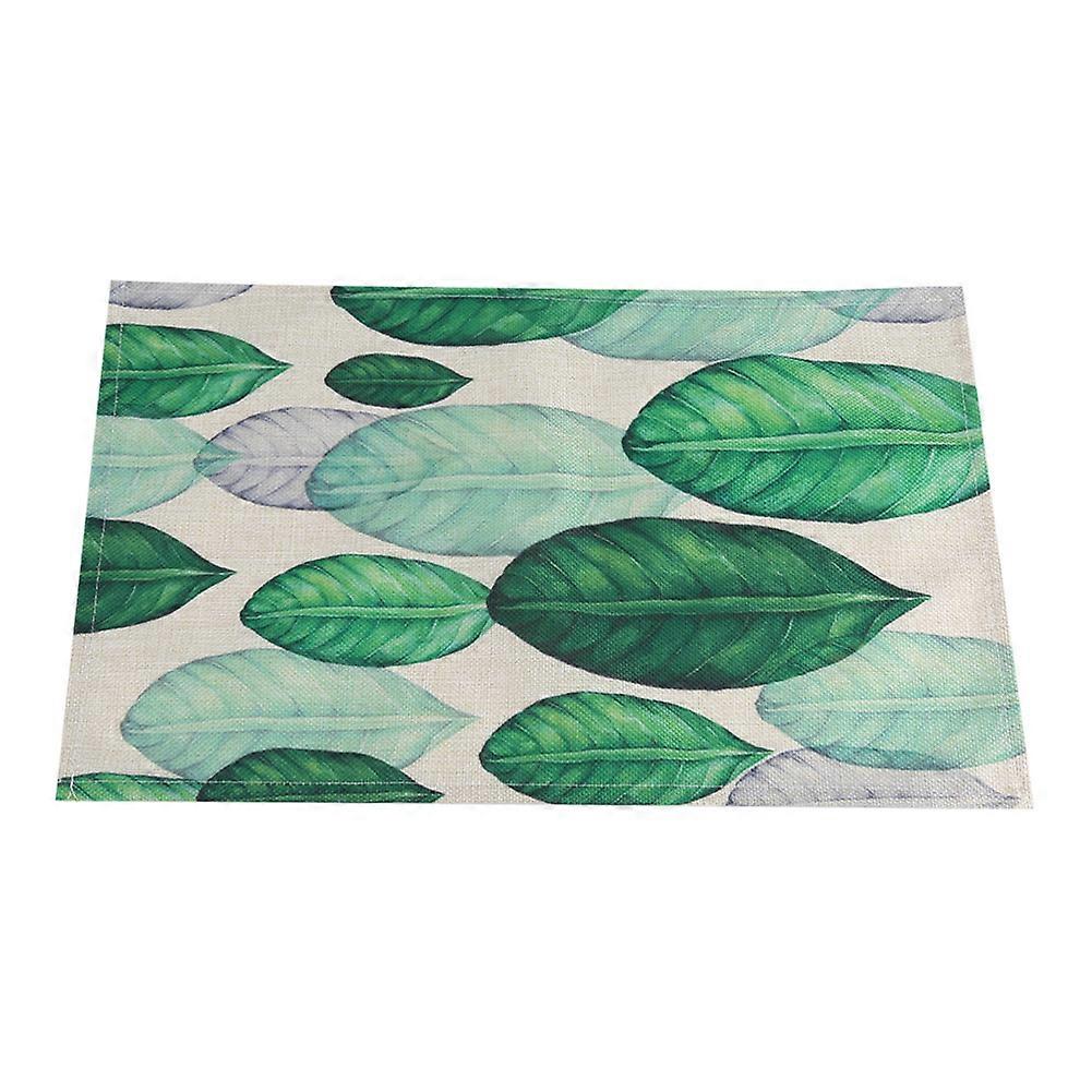 Green Leaves Pattern Cotton Linen Tableware Mat Dining Bowl Insulation Pad Home Decor #3