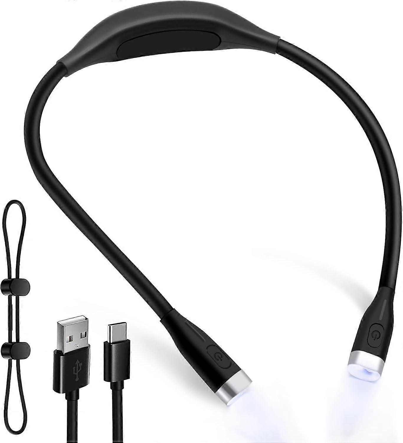 Neck Reading Lamp, Rechargeable Bed Book Lamp, 3 Colours Reading Lamp with Long Flexible Folding Arms for Knitting, Repair, Reading [Energy Class A+++