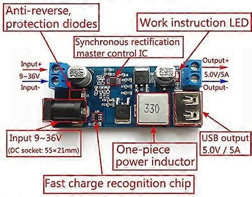 24V/12V to 5V 5A Power Buck Module DC-DC Rocker Power Set with LED