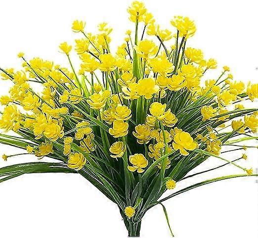 4 Narcisse Jaune arbuste Anti-UV Plante Artificielle en Plastique arbuste Bureau Domicile en Plein air Jardin Jardin Table de Mariage Table de Ferme
