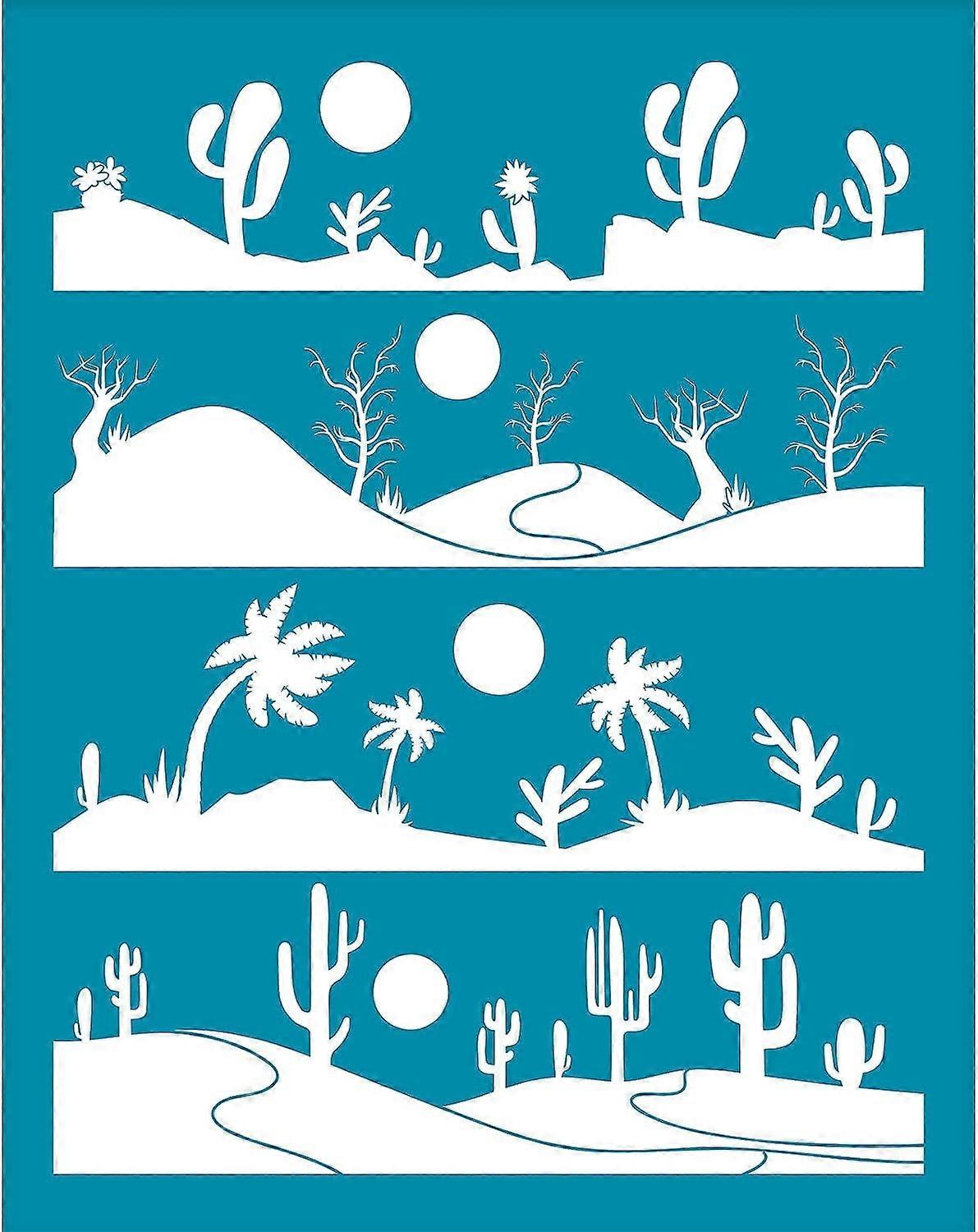1pc Plants Theme Silk Screen for Polymer Clay Desert Tree Cactus Thorns Silk Screen Printing Stencils Reusable
