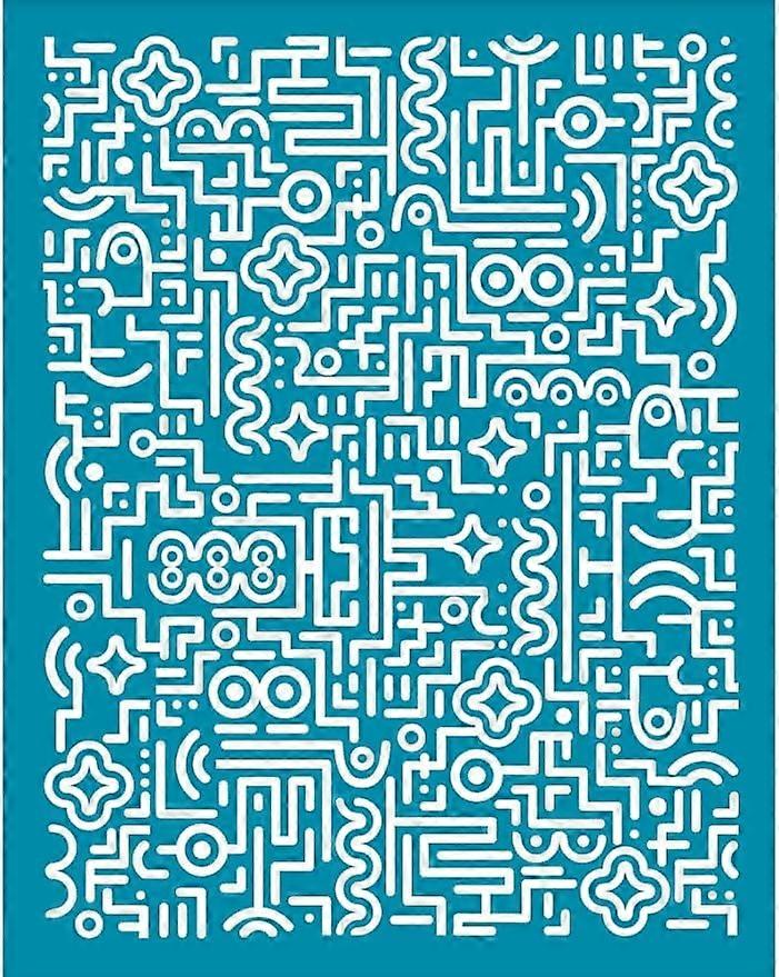 4x5 Inch Abstract Maze Clay Stencils Maze Theme Silk Screen for Polymer Clay Floral Maze Silk Screen Stencils