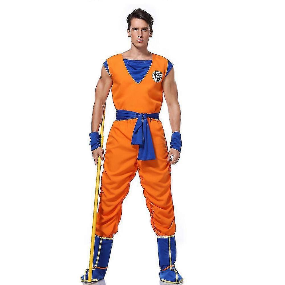 ドラゴンボールアニメ孫悟空男性用コスプレコスチューム、大人孫悟空ロールプレイコスチュームセットハロウィンパーティー仮装