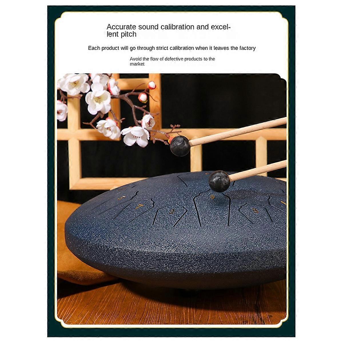 Tamburo Di Lingua In Acciaio (Tongue Drum) Da 3 Pollici, 6 Toni - Con Bacchette, Per Principianti, Meditazione, Yoga