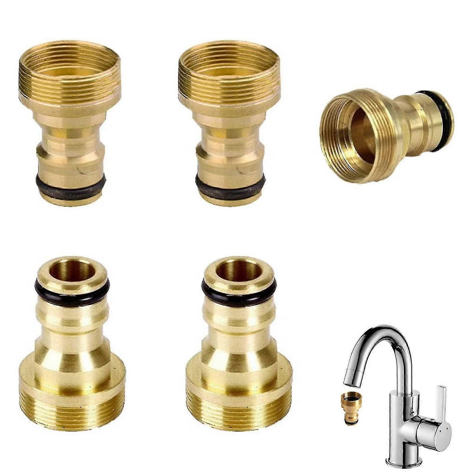 5pcs All-copper Basin Connector Household Pacifier Conversion Connector M22 Internal And External Fine Tooth Pattern Basin Faucet Connector