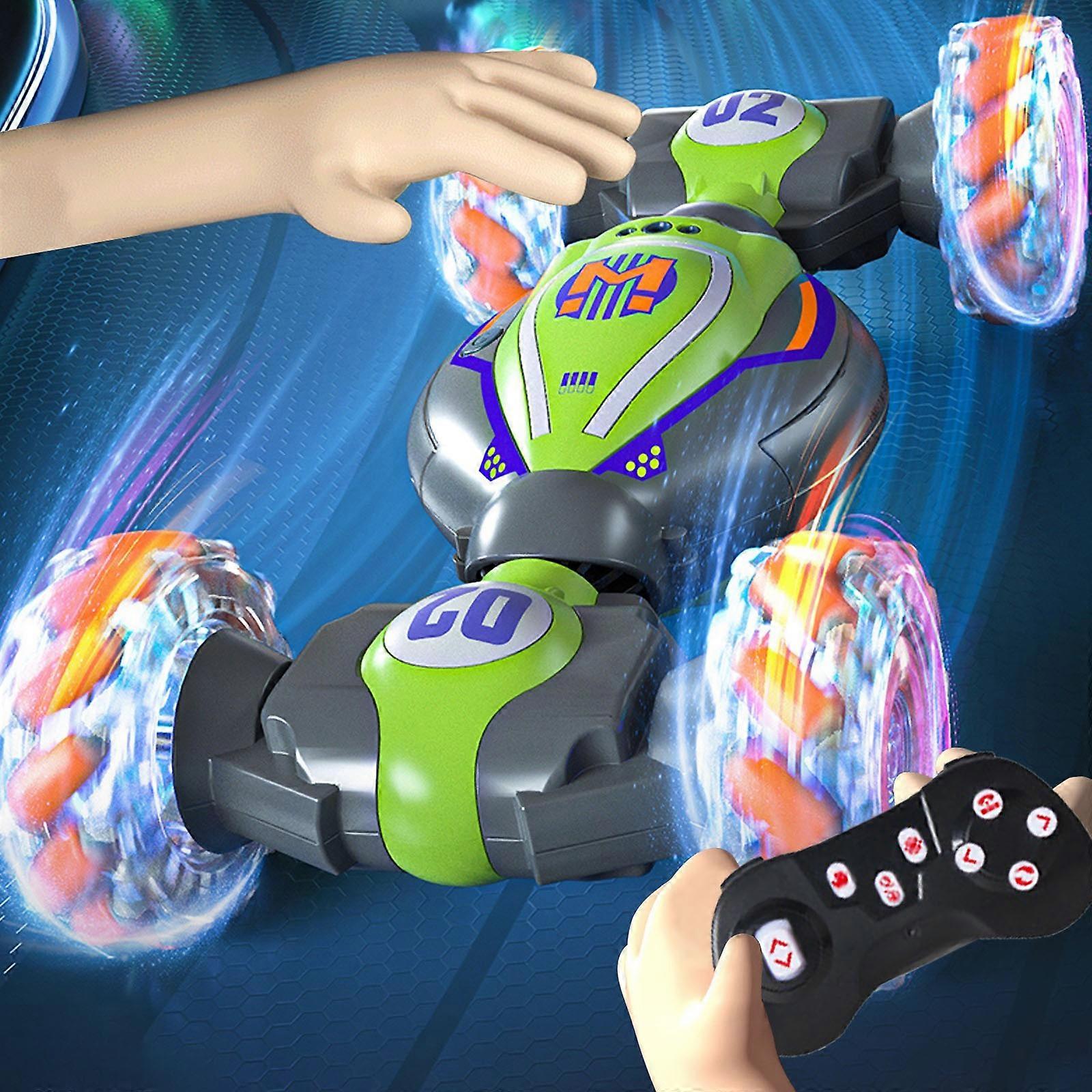 2.4G Handle / Gesture Sensor Remote Control Mode, Twisting Car Lights Double-sided Stunt Remote Control Car, Birthday And Holiday Gifts For Children