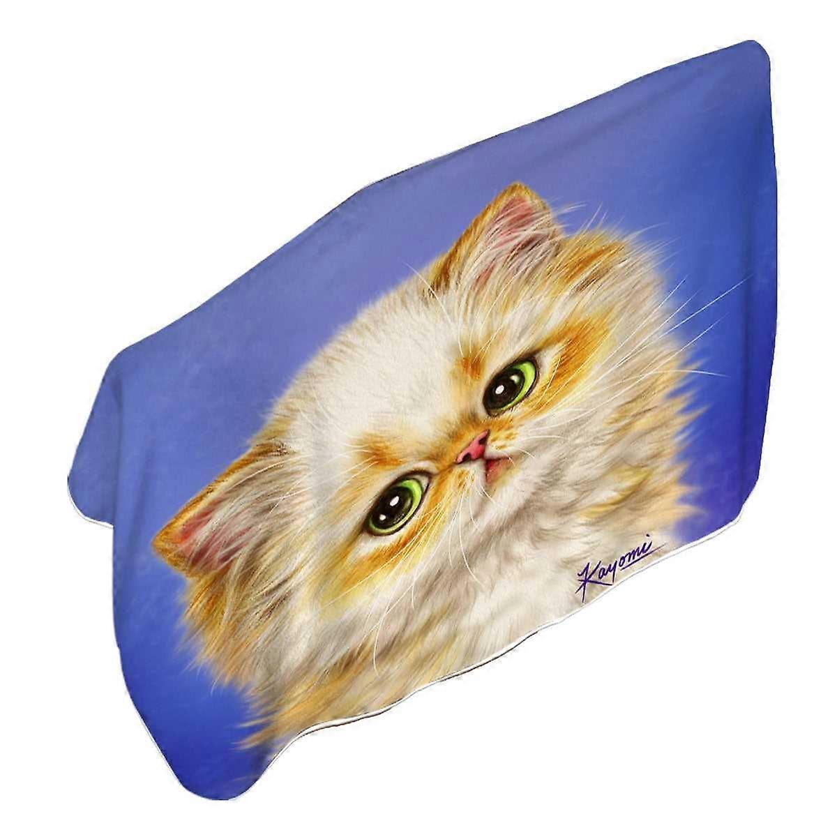 Adorable Ginger Kitten over Purple Microfiber Beach Towel