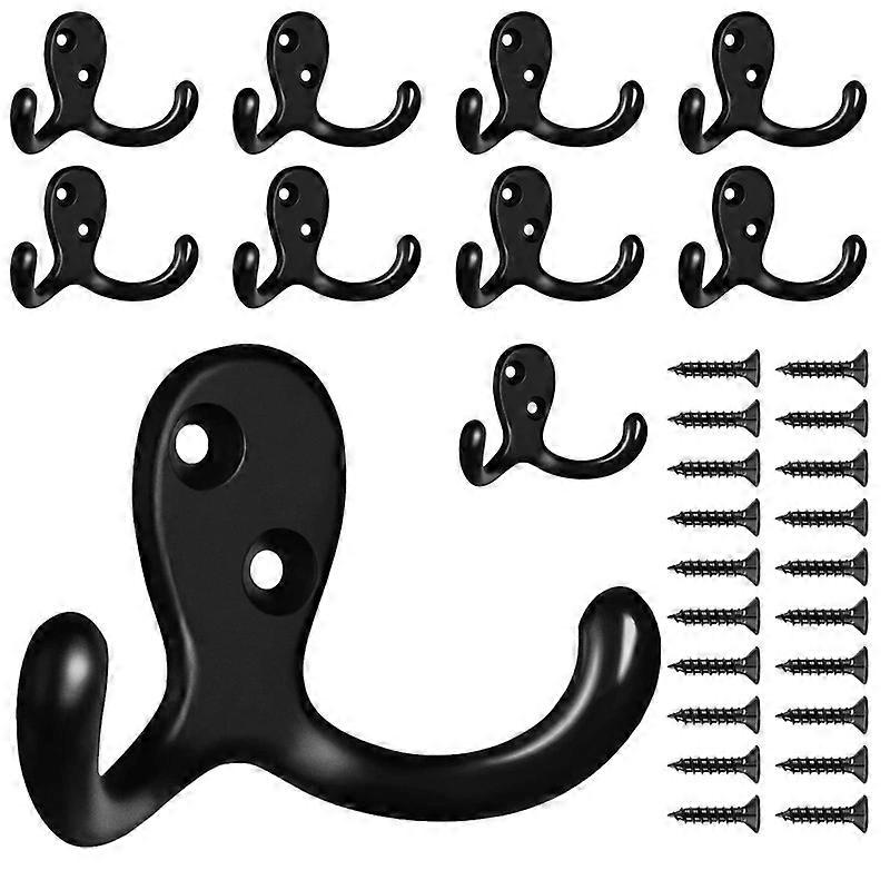 Coat Hooks Wall Hooks for Hanging, Double Prong Hook Wall Mounted
